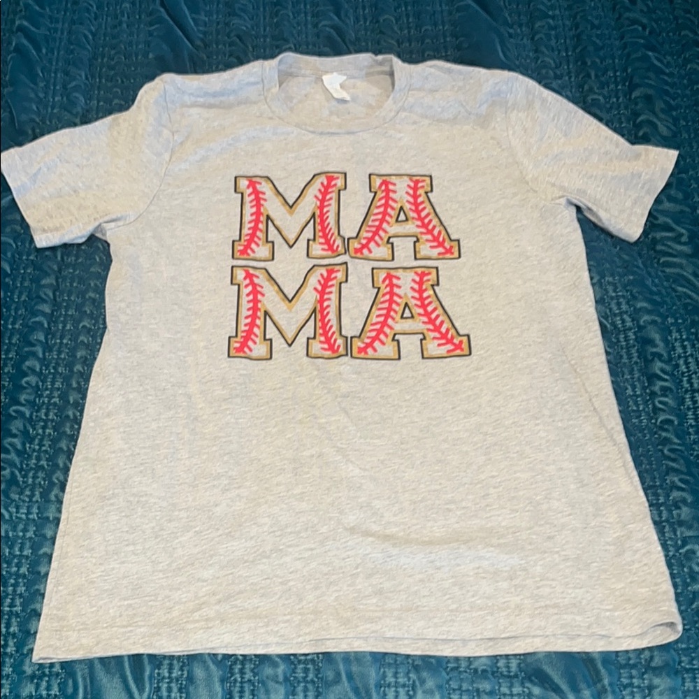 Bella Canvas Gray Short Sleeve Tee with Bold 'MAMA' Design